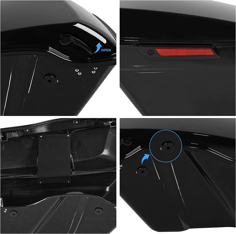 Glossy Black saddlebags with Black latches - obrazek 5