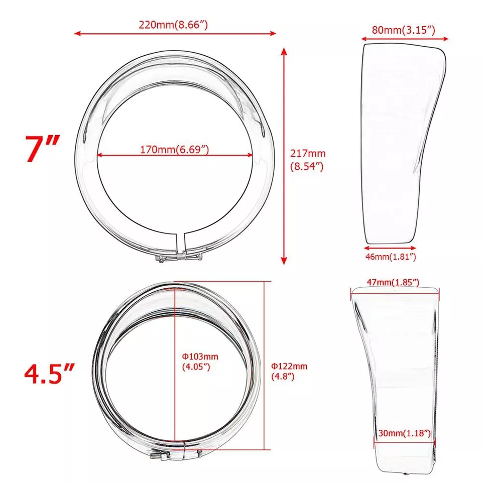 Front headlight trim ring set chrome - obrazek 7