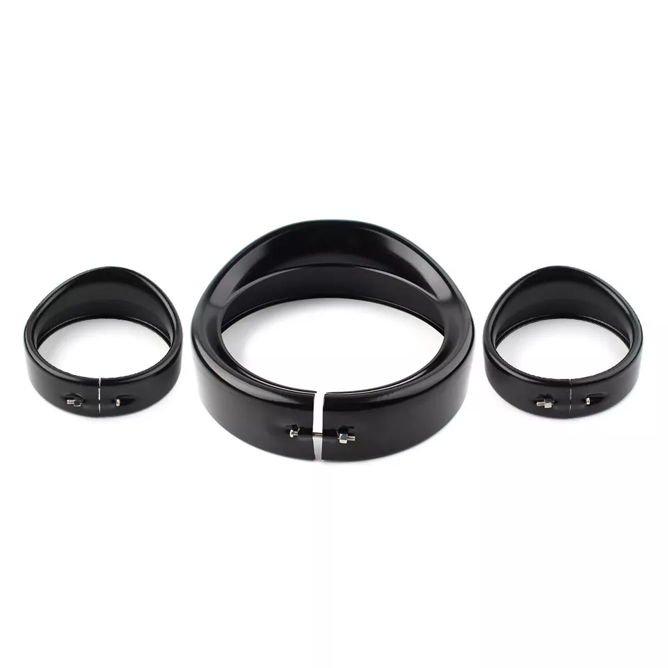 Front headlight trim ring set black - obrazek 2