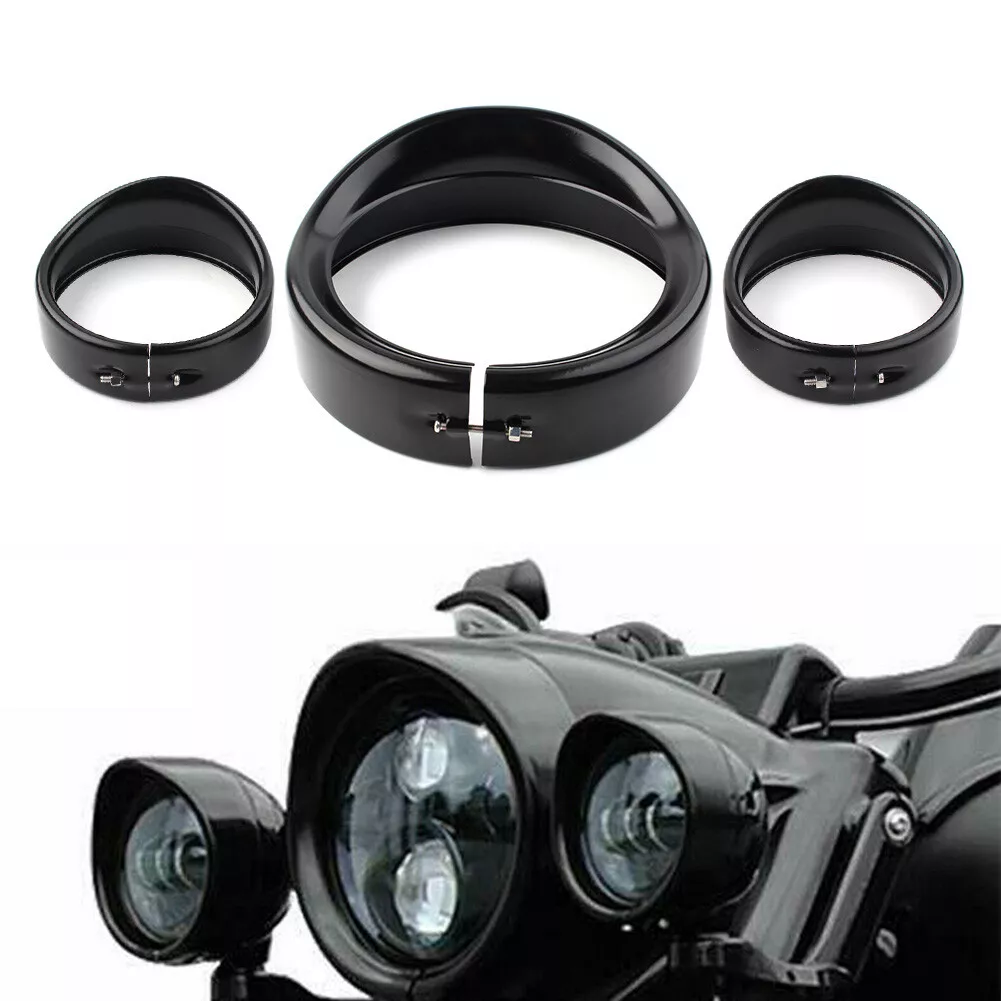 Front headlight trim ring set black - obrazek 3