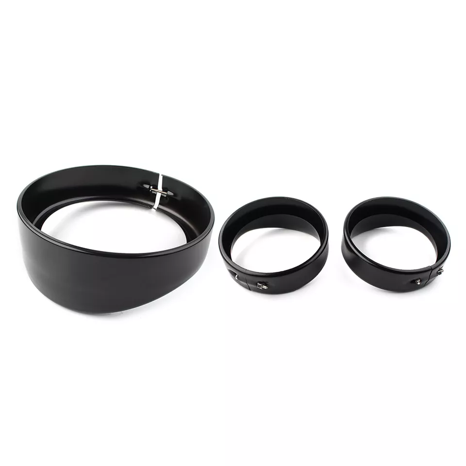 Front headlight trim ring set black - obrazek 4