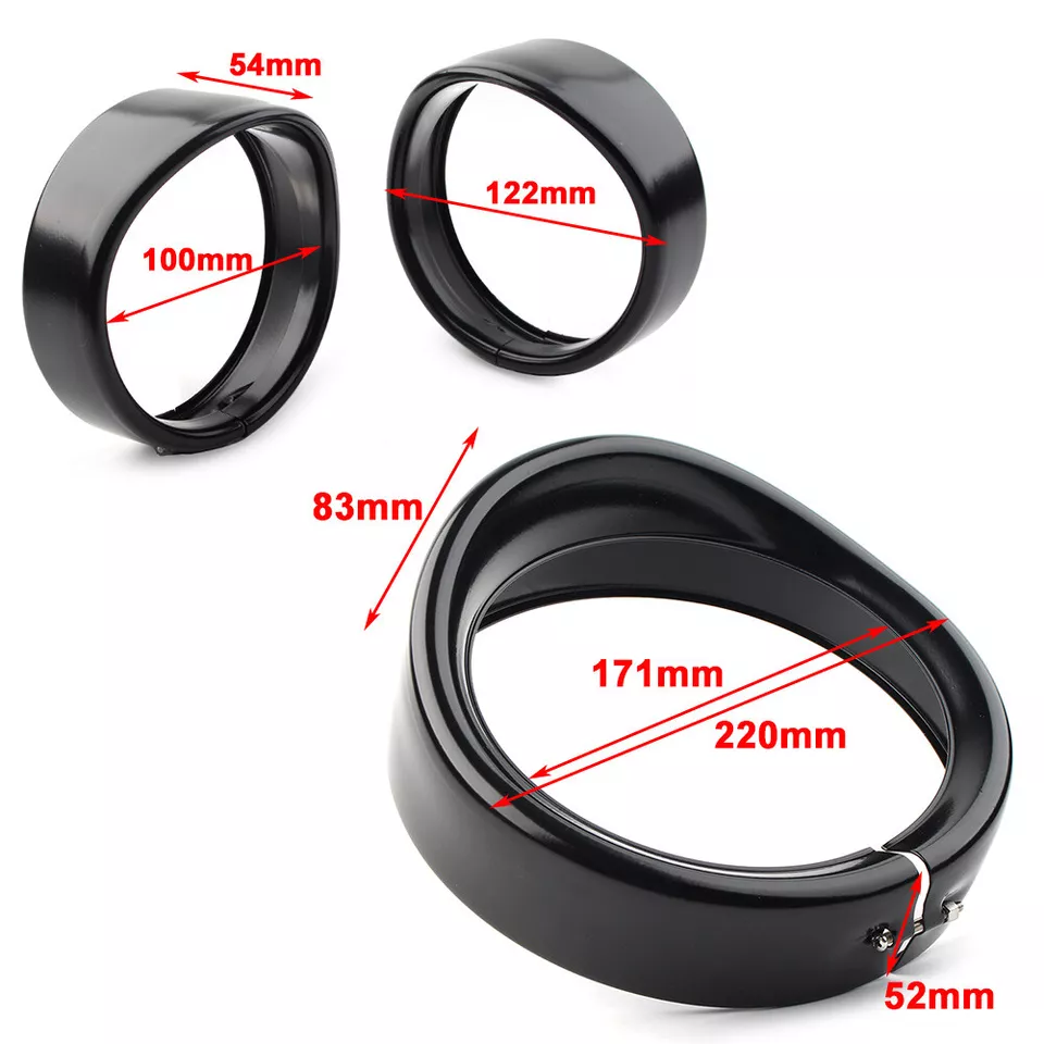 Front headlight trim ring set black - obrazek 9