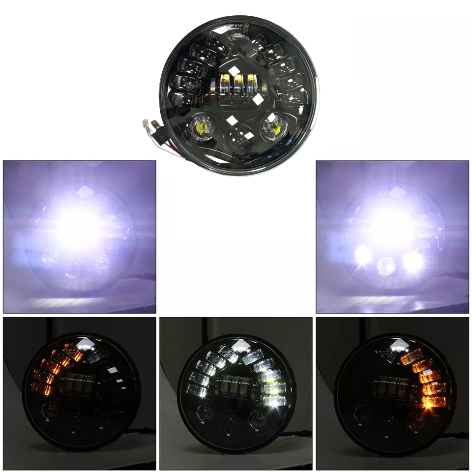 Front Headlight adaptive black 7" LED Touring 94–23 - obrazek 7