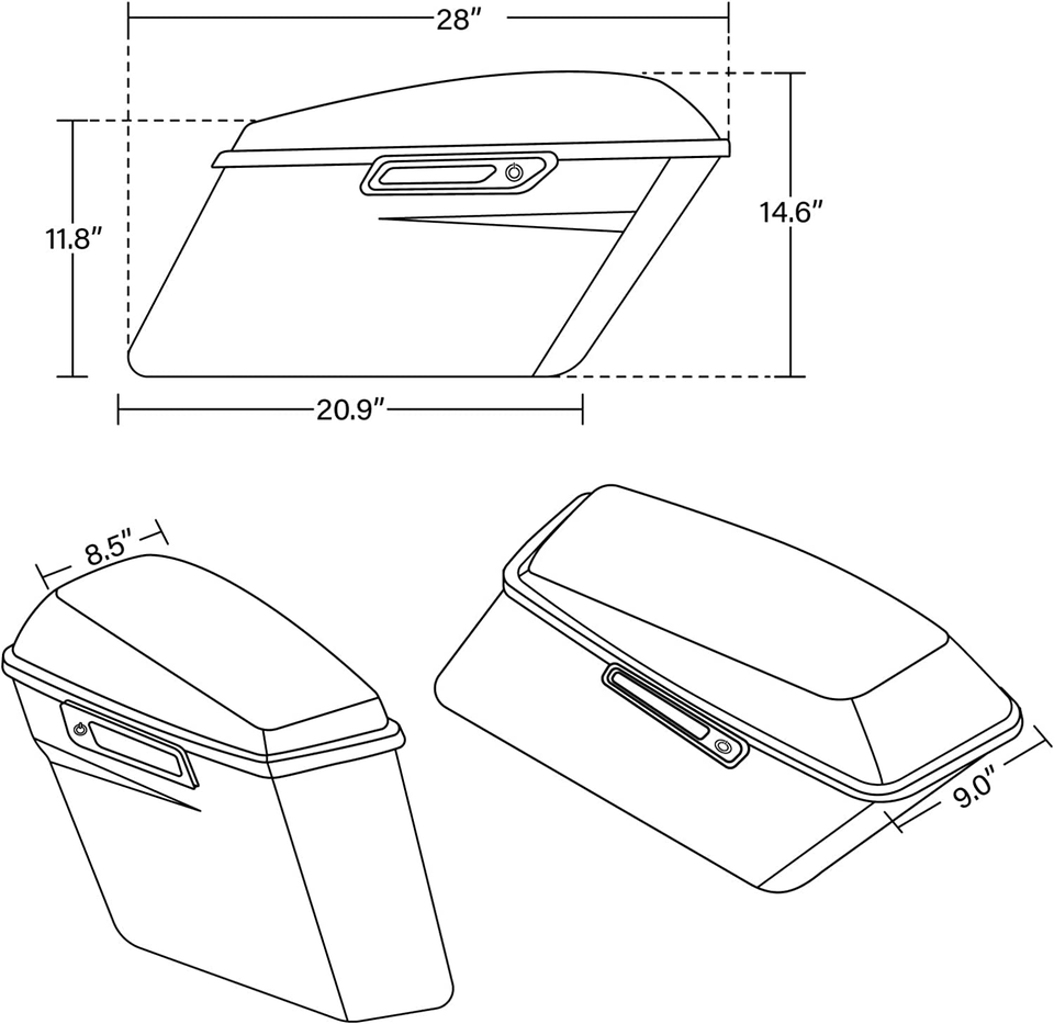 Glossy Black saddlebags with Black latches - obrazek 6