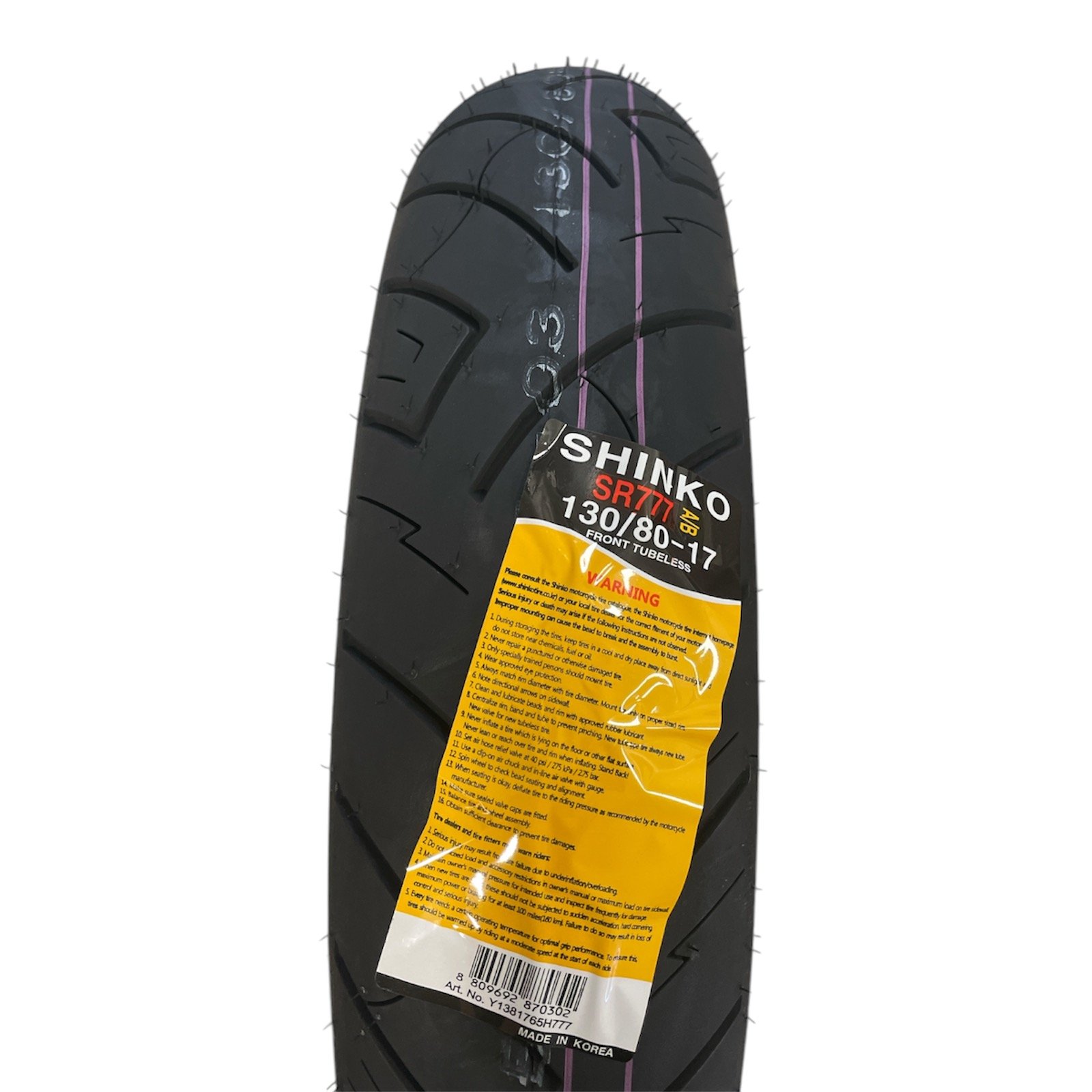 Front tire Shinko 130/80H-17 F777 - obrazek 3